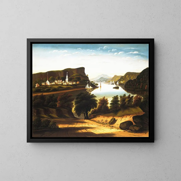 Lac George und das Dorf Caldwell - Thomas Chambers — gerahmtes Bild an der Wand