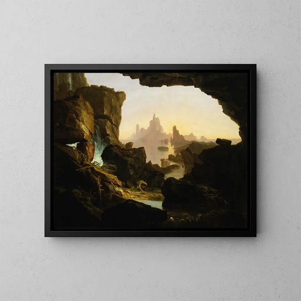Der Wasserentzug der Sintflut - Thomas Cole — gerahmtes Bild an der Wand