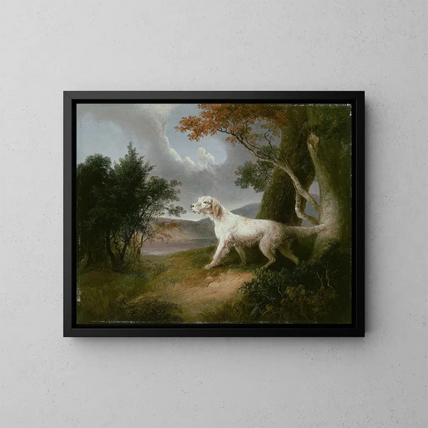 Landschaft mit einem Hund - Thomas Doughty — gerahmtes Bild an der Wand