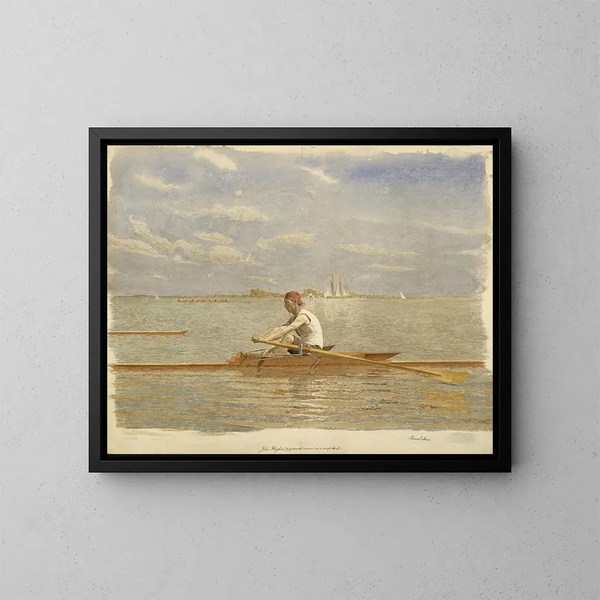John Biglin in einem Skiff - Thomas Eakins — gerahmtes Bild an der Wand