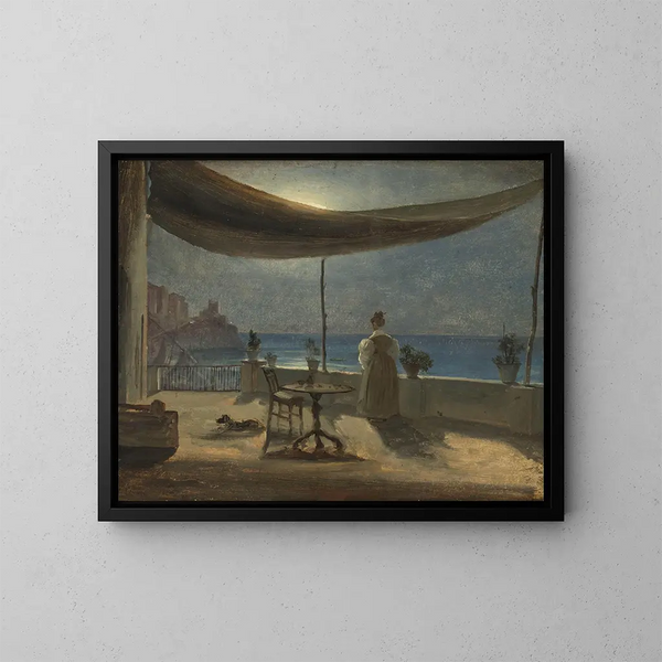 Eine Terrasse in Amalfi im Mondlicht - Thomas Fearnley — gerahmtes Bild an der Wand