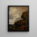 Landschaft mit Bäumen und einem Feld, einem Kirchturm in der Ferne - Thomas Gainsborough — gerahmtes Bild an der Wand