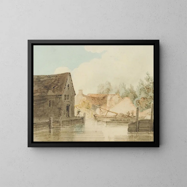 Quai du canal - Thomas Girtin — gerahmtes Bild an der Wand