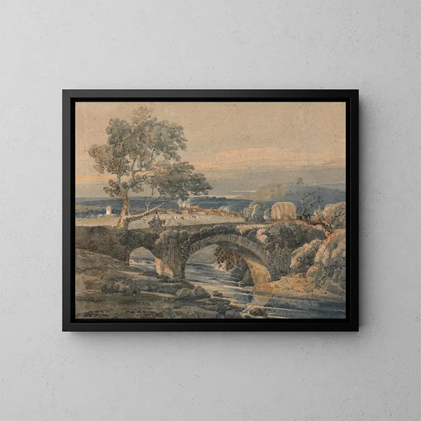 Der alte Brücke in Devon - Thomas Girtin — gerahmtes Bild an der Wand