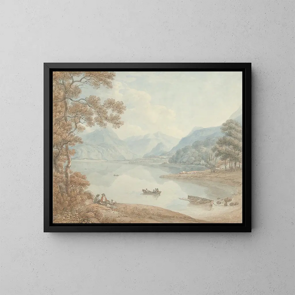 Ansicht von Derwent Water in Richtung Borrowdale, Cumberland - Thomas Hearne — gerahmtes Bild an der Wand