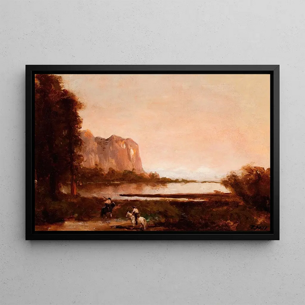 Landschaft mit zwei Indianern - Thomas Hill — gerahmtes Bild an der Wand