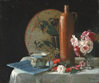 Thomas Hovenden - Still Life with Fan and Roses.webp