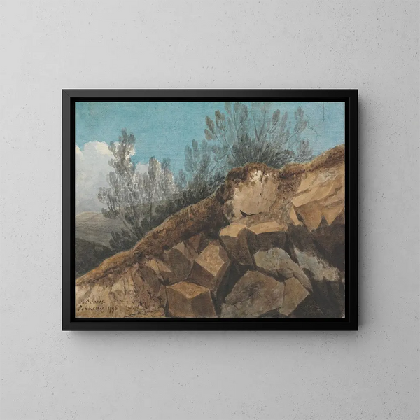 Studie der Felsen bei Pencerrig, im Land Wales - Thomas Jones — gerahmtes Bild an der Wand