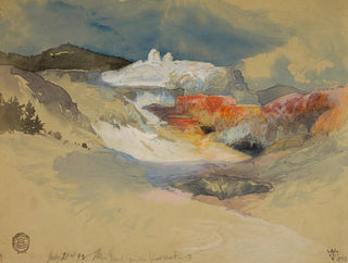 Quellen heißer Quellen im Yellowstone - Thomas Moran — Ansicht des Kunstwerks