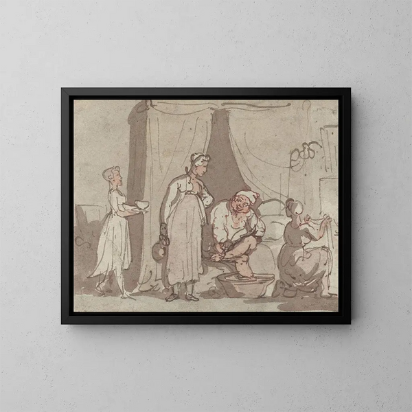 Das Fußbad - Thomas Rowlandson — gerahmtes Bild an der Wand
