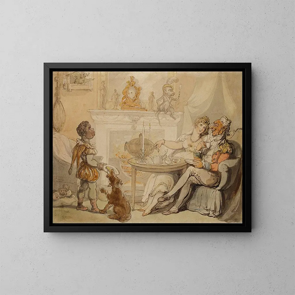 Die Teezermonie - Thomas Rowlandson — gerahmtes Bild an der Wand