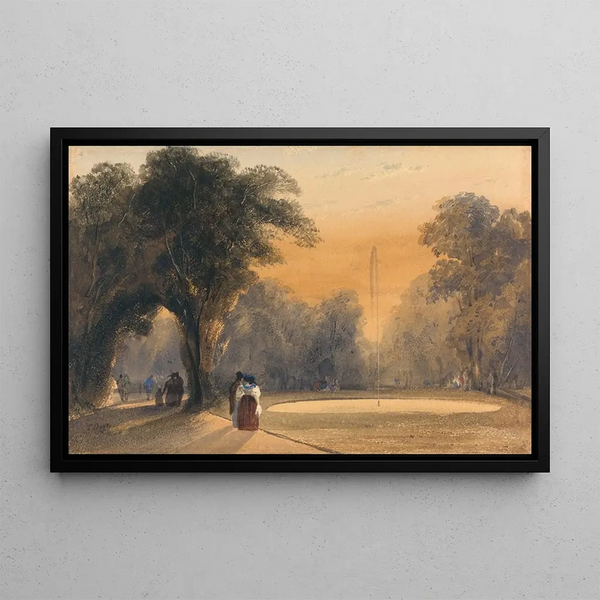 Fontaine in den Gärten Paris am Abend - Thomas Shotter Boys — gerahmtes Bild an der Wand