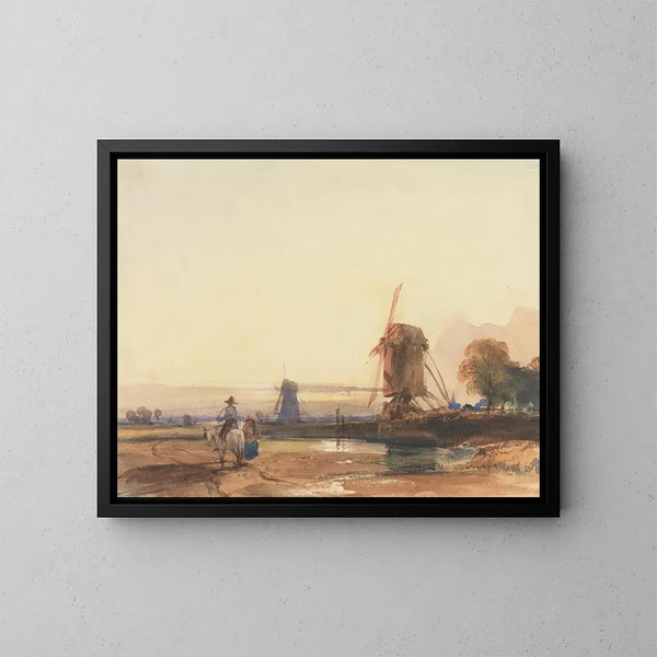 Landschaft mit Windmühlen - Thomas Shotter Boys — gerahmtes Bild an der Wand
