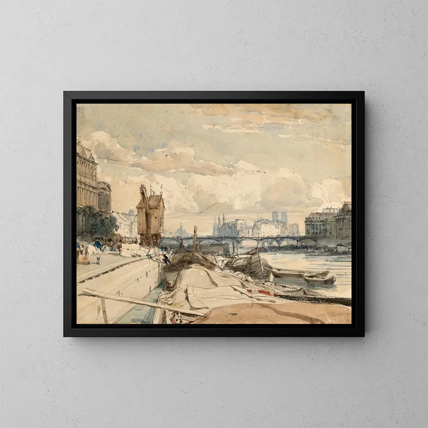 Ansicht der Pont des Arts und der Île de la Cité vom Quai du Louvre, Paris - Thomas Shotter Boys — gerahmtes Bild an der Wand
