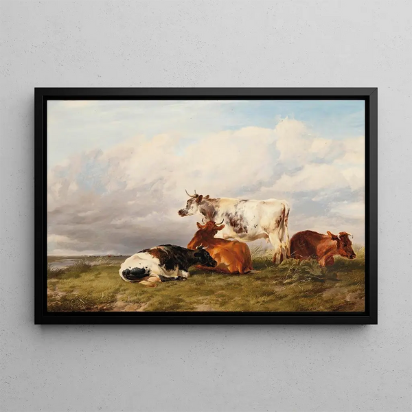 In den Wiesen am Mittag - Thomas Sidney Cooper — gerahmtes Bild an der Wand