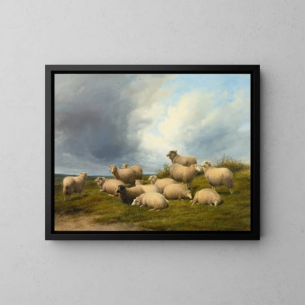 Schafe auf einer Wiese - Thomas Sidney Cooper — gerahmtes Bild an der Wand