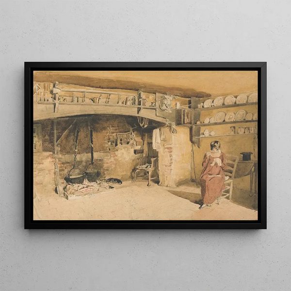 Thomas Uwins - Farm House Kitchen at Brackham in Surrey.webp