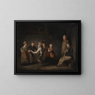 Rundes Gemälde mit Rosen - Thomas Webster — gerahmtes Bild an der Wand