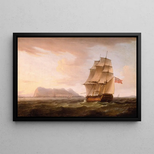 Thomas Whitcombe - A British Man of War before the Rock of Gibraltar.webp