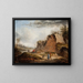 Landschaft mit Felsen, Reisenden auf einem Weg und zwei Figuren im Gespräch im Vordergrund - Thomas van Apshoven — gerahmtes Bild an der Wand