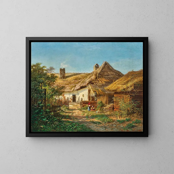 Eine Farm - Tina Blau — gerahmtes Bild an der Wand
