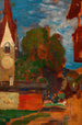 Kirche auf dem Dorfplatz von Taufers - Tina Blau — Ansicht des Kunstwerks