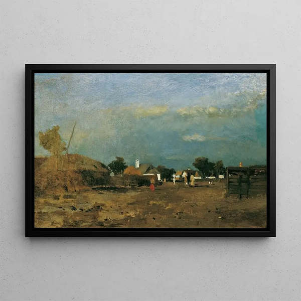 Landschaft in der Puszta Szolnok - Tina Blau — gerahmtes Bild an der Wand