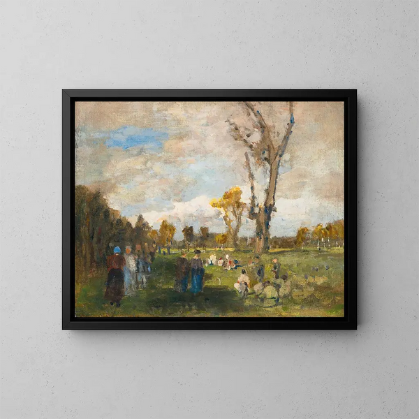Sonntag in den Gärten des Prater - Tina Blau — gerahmtes Bild an der Wand