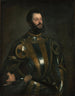 Portrait d'Alfonso d'Avalos, marquis del Vasto en armure avec page - Titien — Ansicht des Kunstwerks