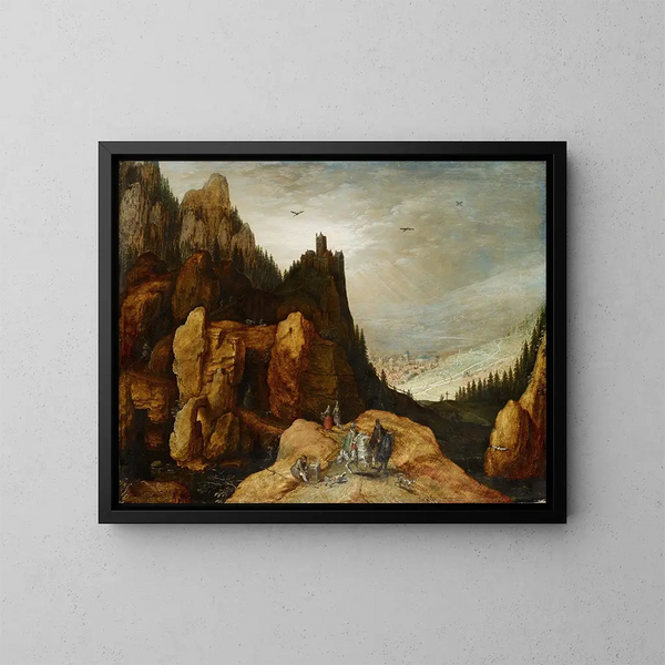 Alpenlandschaft mit Schloss - Tobias Verhaecht — gerahmtes Bild an der Wand