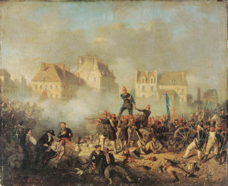 Tony de Bergue - pisode de la rvolution de 1848 officier commandant le feu aux hommes.webp
