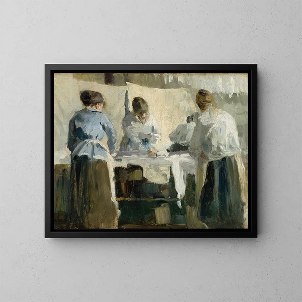 Französische Frauen beim Bügeln - Torsten Wasastjerna — gerahmtes Bild an der Wand