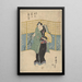 Schauspieler in grünem Kleid mit gelbem Fächer - Toyokuni Utagawa — gerahmtes Bild an der Wand