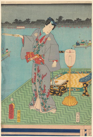Toyokuni Utagawa - Actor in grey costume with red trim.webp