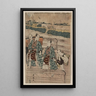 Toyokuni Utagawa - Azumabashi o wataru ichikawa omez to sawamura gennosuke.webp