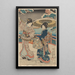 Schneeszene, zwei Frauen mit Regenschirmen und Taschen - Toyokuni Utagawa — gerahmtes Bild an der Wand