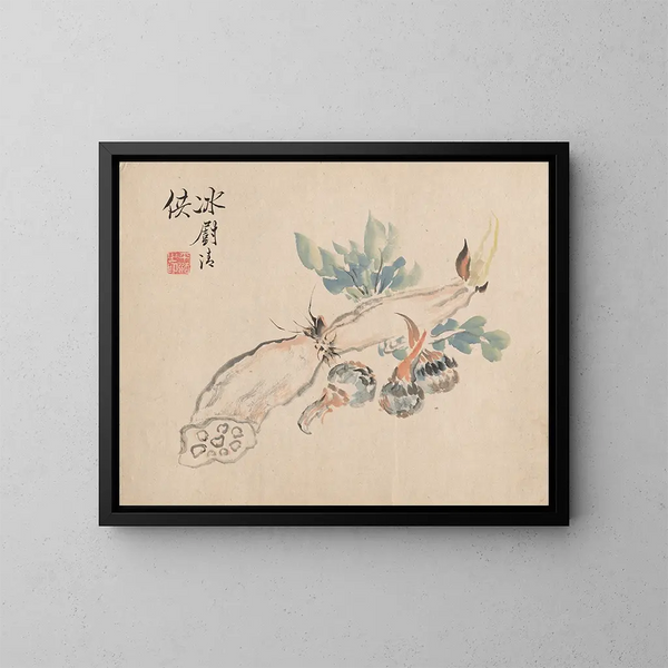 Wurzel des Lotus und Schlangenzunge - Tsubaki Chinzan — gerahmtes Bild an der Wand