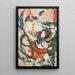 Aoyanagi Harunosuke, der einen Angreifer unter Wasser wirft - Tsukioka Yoshitoshi — gerahmtes Bild an der Wand