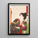 Dame de cour Asaoka regardant une souris sur un écran - Tsukioka Yoshitoshi — gerahmtes Bild an der Wand