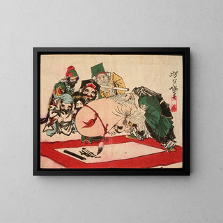 Tsukioka Yoshitoshi - Fukurokuju Writing with His Head.webp
