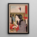 Geisha, die um 13:00 Uhr ihre Zähne schwarz färbt - Tsukioka Yoshitoshi — gerahmtes Bild an der Wand