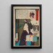 Geisha mit Handtüchern bei 18:00 Uhr - Tsukioka Yoshitoshi — gerahmtes Bild an der Wand