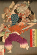 Hj Takatoki, Herr von Sagami, der die Tengu mit seinem Fächer abwehrt - Tsukioka Yoshitoshi — Ansicht des Kunstwerks