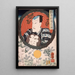 Ichimura Kakitsu, das einen Fächer mit Inschrift hält - Tsukioka Yoshitoshi — gerahmtes Bild an der Wand