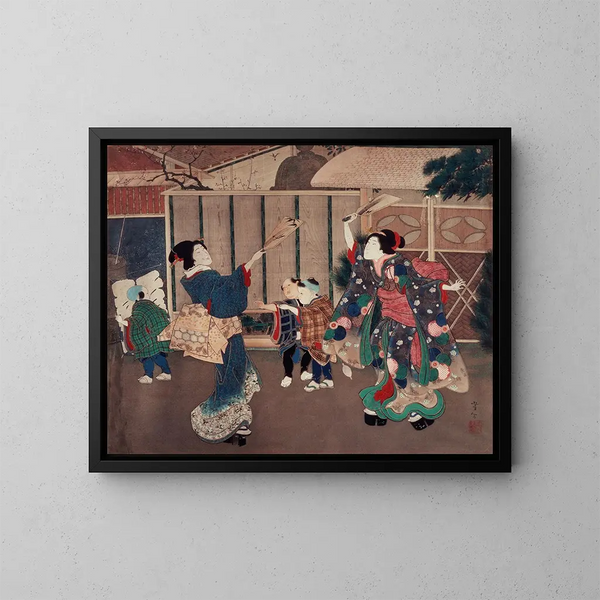 Feier des Neujahrs im Januar - Tsukioka Yoshitoshi — gerahmtes Bild an der Wand