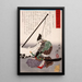 Kat Kazue no kami Kiyomasa kniend neben einer Fahne - Tsukioka Yoshitoshi — gerahmtes Bild an der Wand