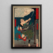 Musashib Benkei, der den jungen Ushiwaka auf der Brücke Goj kämpft - Tsukioka Yoshitoshi — gerahmtes Bild an der Wand
