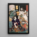 Sangoku Tar kniend vor einem Dämon und einem Krieger - Tsukioka Yoshitoshi — gerahmtes Bild an der Wand