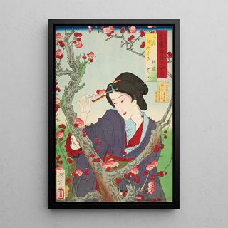 Tsukioka Yoshitoshi - Second Month Tei of Shinbashi by a Plum Tree at Umeyashiki.webp
