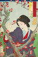 Zweiter Monat Tei von Shinbashi in der Nähe eines Pflaumenbaums bei Umeyashiki - Tsukioka Yoshitoshi — Ansicht des Kunstwerks